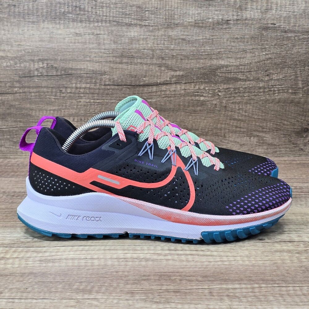 Nike React Pegasus Trail 4 Men's 11 Black Vivid Purple Green Shoes (DJ6158-003)